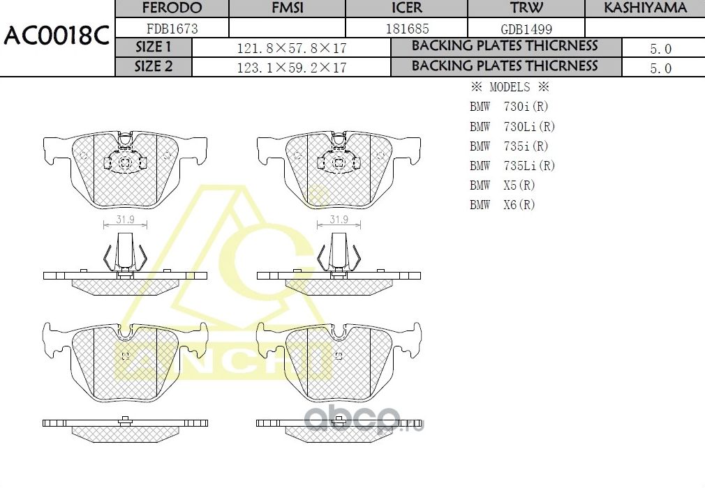 Тормозные колодки ANCHI AC0018C Anchi. Артикул AC0018C