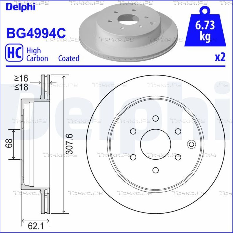 Тормозной диск Delphi. Артикул BG4994C