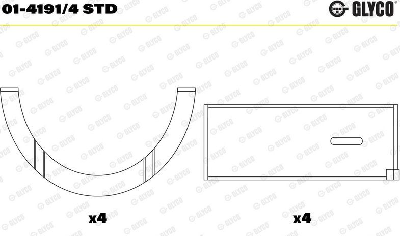 Вкладыши шатунные Glyco для Renault Fuego 1982-1985. Артикул 01-4191/4 STD