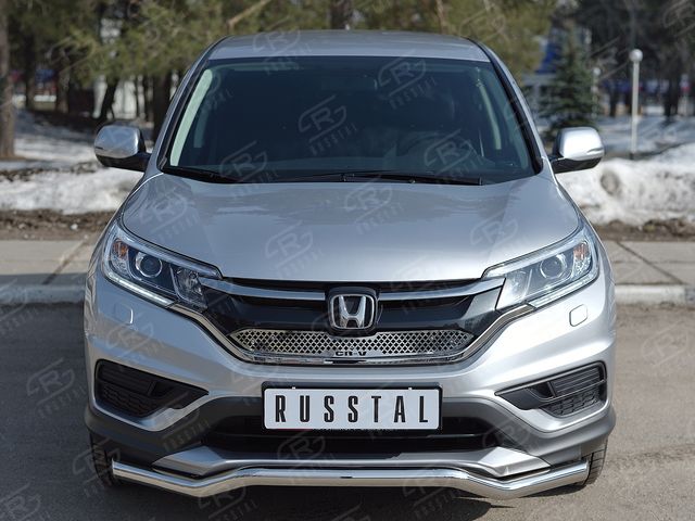 Защита RusStal переднего бампера d63 волна для Honda CR-V IV рестайлинг 2015-2018. Артикул HCRZ-002218