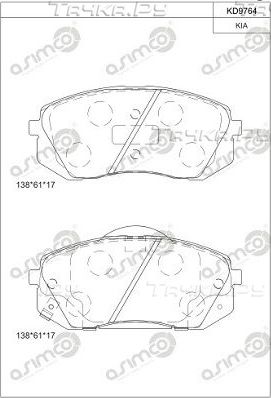 Тормозные колодки Asimco. Артикул KD9764
