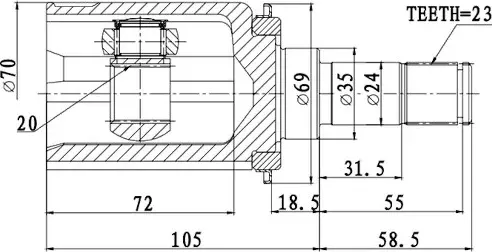 Шрус внутренний Honda CR-V RE3,RE4 (07-12) (Zikmar). Артикул Z87922R