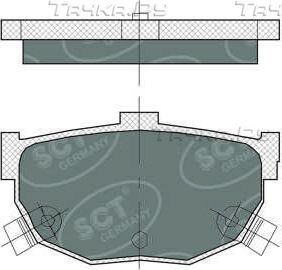 Тормозные колодки SCT-Germany SP 386 PR задние для Hyundai Coupe II (GK) 2001-2009. Артикул SP 386 PR