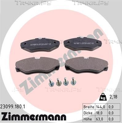 Тормозные колодки Zimmermann передние для Renault Avantime 2001-2003. Артикул 23099.180.1