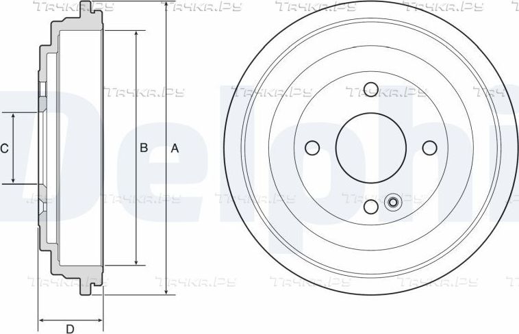 Тормозной барабан Delphi задний для Hyundai Solaris II 2017-2026. Артикул BF592
