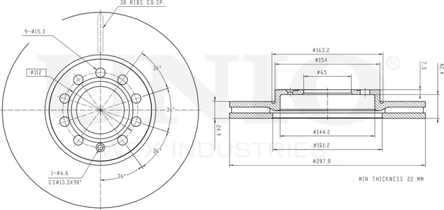 Диск тормозной (Unio). Артикул BRD-20021