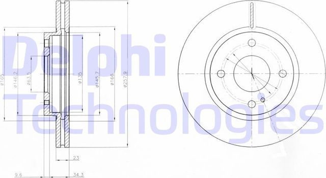 Тормозной диск Delphi передний для Ford Fiesta VI 2008-2019. Артикул BG4170