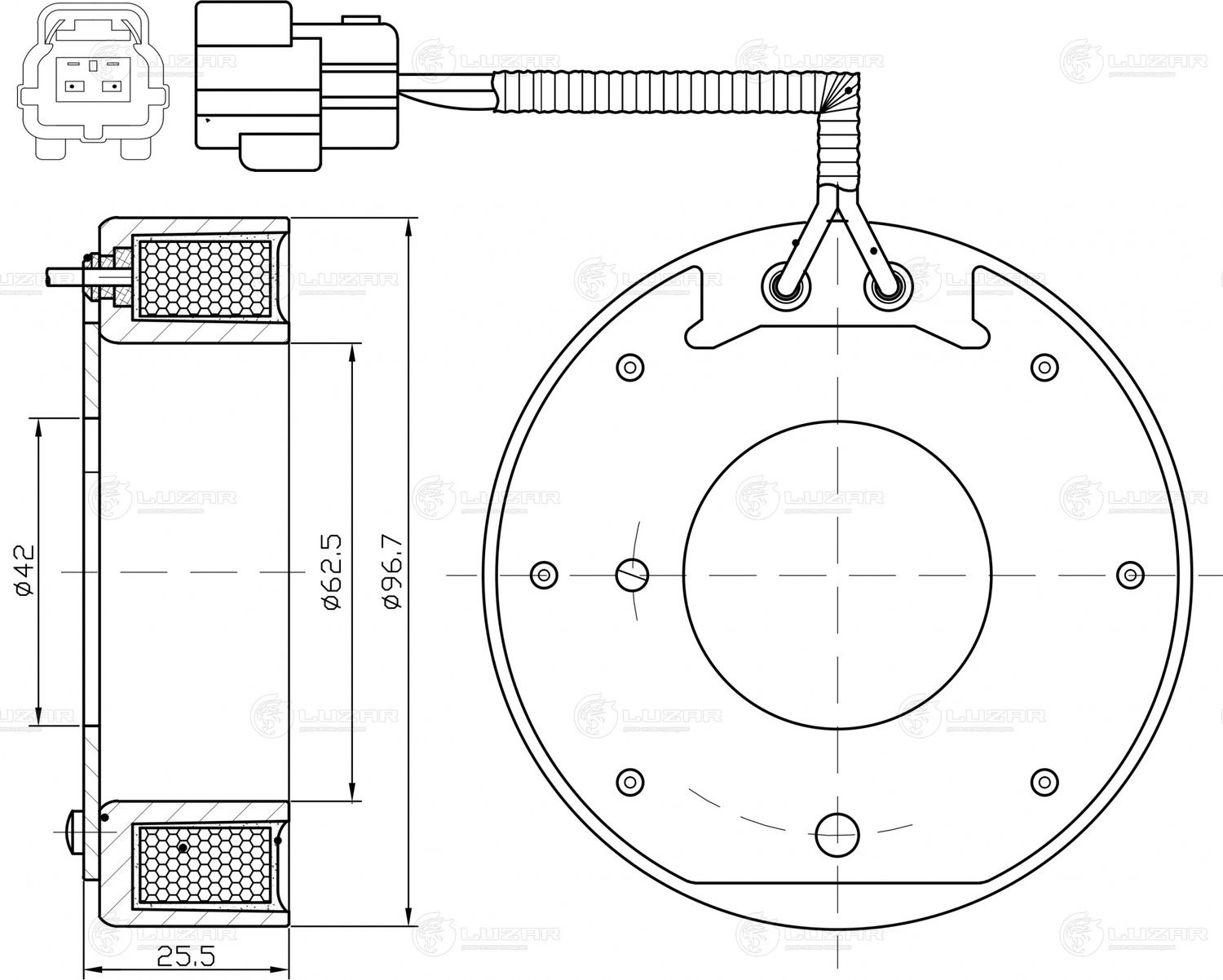 Катушка электромагнитная компрес. конд. LADA 2190/GRANTA 15 (Luzar). Артикул LMCC0109