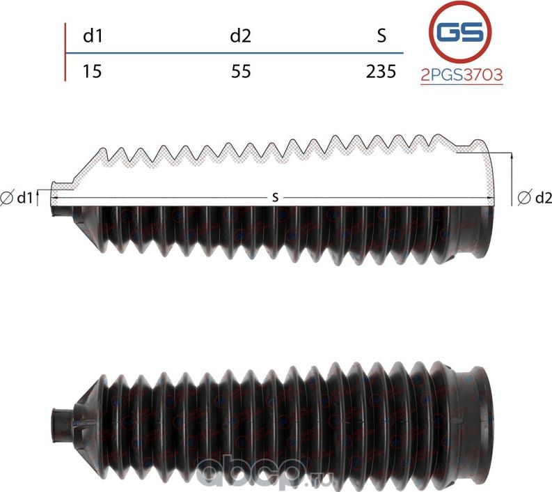 Пыльник рулевой рейки KIA Carnival (UP) 1999-2001,KIA Sedona (UP) 1999-2001 (GS). Артикул 2PGS3703