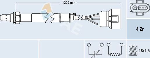 Лямбда-зонд (кислородный датчик) FAE для Audi A6 II (C5) 1997-2005. Артикул 77460