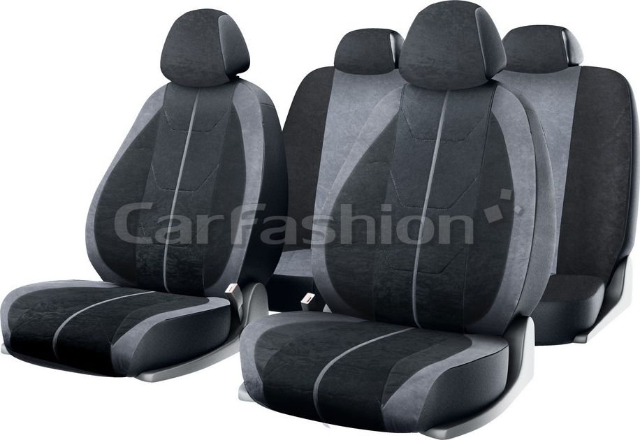 Чехлы универсальные CarFashion Cruise на сидения авто, цвет Темно-серый/Светло-серый/Темно-серый/Светло-серый. Артикул 10105