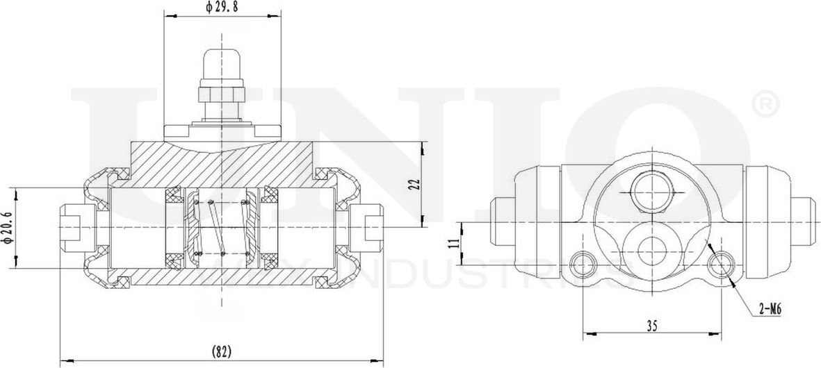 Цилиндр тормозной рабочий (Unio). Артикул BRC-20529