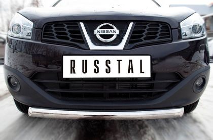 Защита RusStal переднего бампера d63 (дуга) для Nissan Qashqai+2 2008-2010. Артикул QNZ-001769
