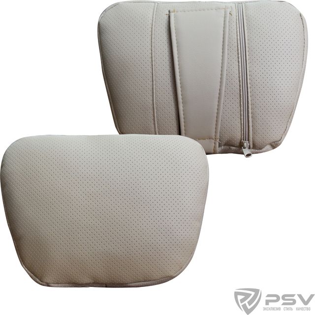 Подушка PSV Lux Way на подголовник, цвет Бежевый (полностью), экокожа. Артикул 132340
