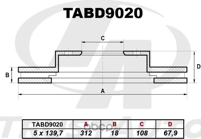ТОРМОЗНОЙ ДИСК (Trustauto). Артикул TABD9020