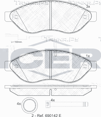 Тормозные колодки Icer передние для Peugeot Boxer III 2006-2026. Артикул 141803