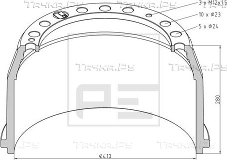 Тормозной барабан PE Automotive. Артикул 036.402-00A