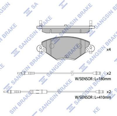 Тормозные колодки Sangsin Hi-Q передние для Citroen C5 I 2001-2008. Артикул SP4230