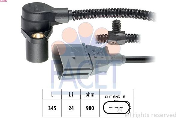 Датчик положения коленвала Facet Made in Italy - OE Equivalent. Артикул 9.0287
