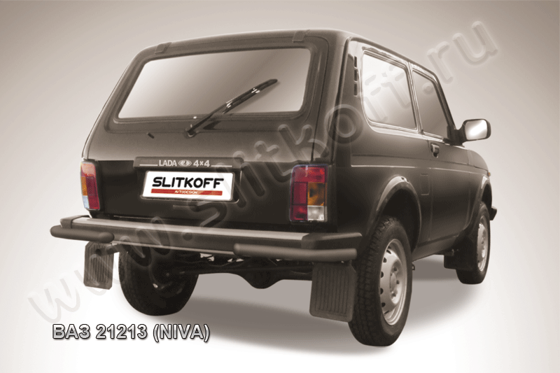 Защита Slitkoff задняя d57 уголки для ВАЗ 21213 Нива, 4х4 3 дв 1976-2026 Черная. Артикул Niv012B