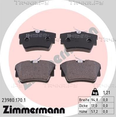 Тормозные колодки Zimmermann задние для Opel Vivaro A 2001-2014. Артикул 23980.170.1