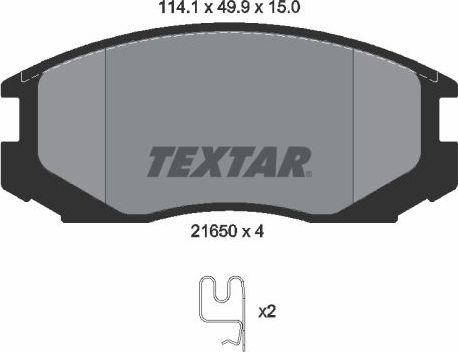 Тормозные колодки Textar передние для Daihatsu Extol 2000-2004. Артикул 2165001