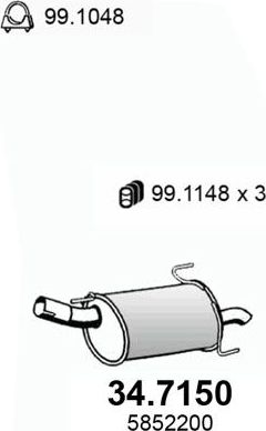 Глушитель Asso для Opel Meriva A 2003-2010. Артикул 34.7150