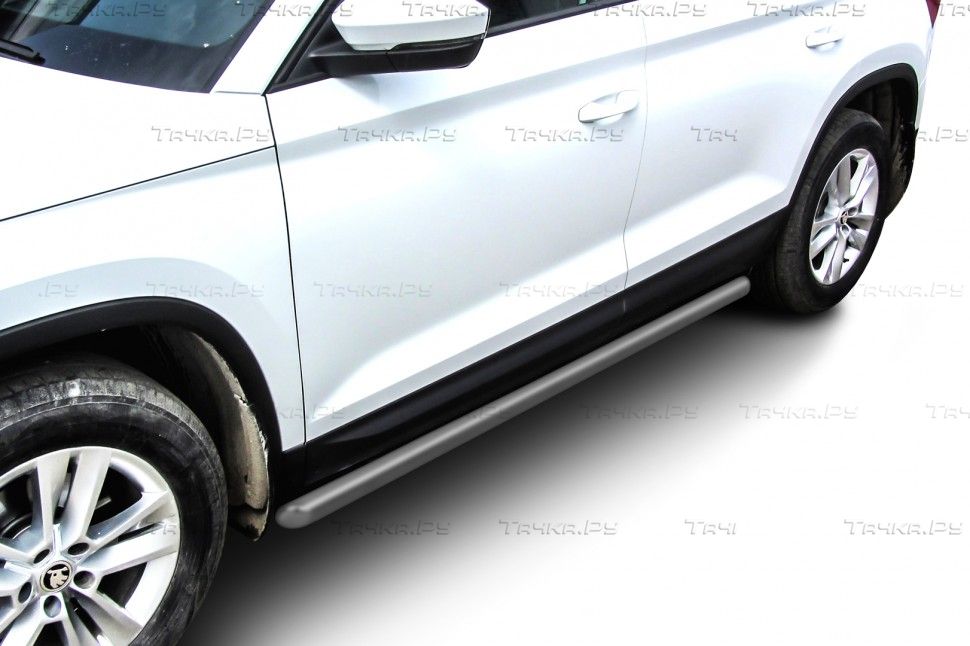 Пороги Slitkoff труба d57 для Skoda Kodiaq 2016-2026 Серебристые. Артикул SKKOD-004S