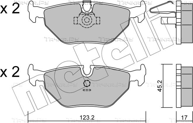 Тормозные колодки Metelli задние для BMW 5 IV (E39) 1995-2003. Артикул 22-0210-0