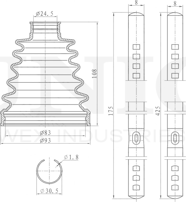Пыльник ШРУС, комплект (Unio). Артикул DUC-30077K
