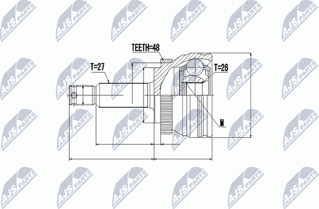 Шрус наружный (граната) NTY передний для Hyundai Sonata V (NF) 2006-2010. Артикул NPZ-HY-506