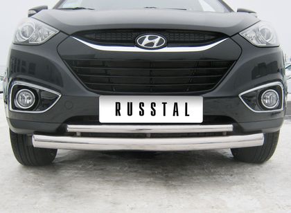Защита RusStal переднего бампера d76/42 (дуга) для Hyundai ix35 2009-2023. Артикул HIZ-000178