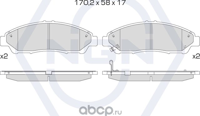 Колодки тормозные керамические, передние (NGN). Артикул 3501249