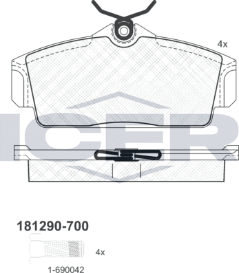 Тормозные колодки Icer. Артикул 181290-700