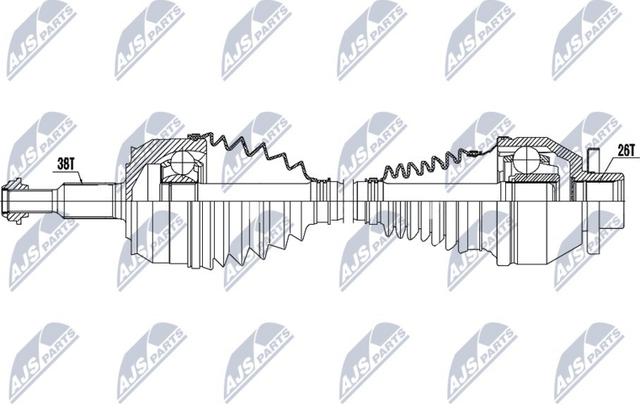 Полуось (привод в сборе, приводной вал) NTY. Артикул NPW-VW-046