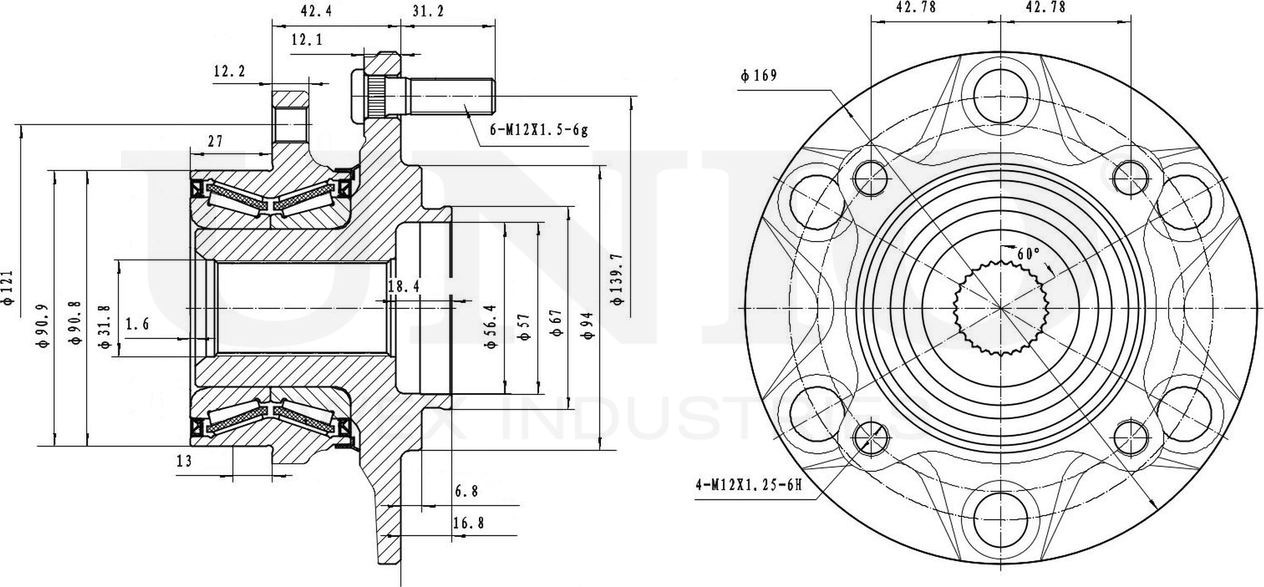 Ступица колеса с интегрированным подшипником (Unio). Артикул HUB-20151