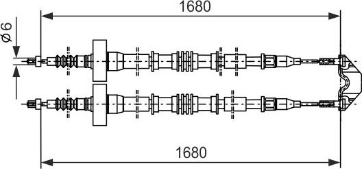 Трос ручника (тросик ручного тормоза) Bosch для Opel Zafira A 1999-2005. Артикул 1 987 477 528