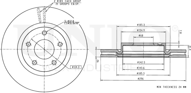 Диск тормозной (Unio). Артикул BRD-20316