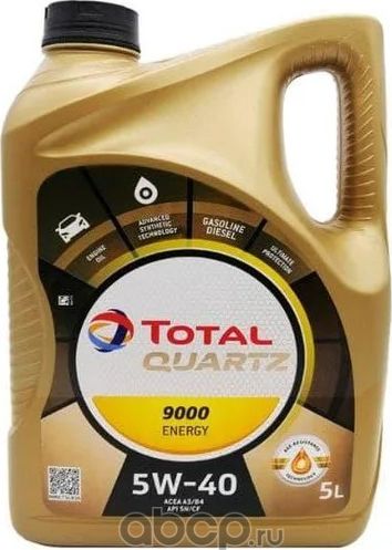 масло моторное Total 5w40 quartz 9000 energy (5l). Артикул 213697