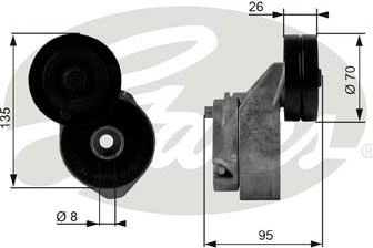 Натяжной ролик (натяжитель) приводного поликлинового ремня Gates DriveAlign® для MG ZR 2001-2005. Артикул T38430