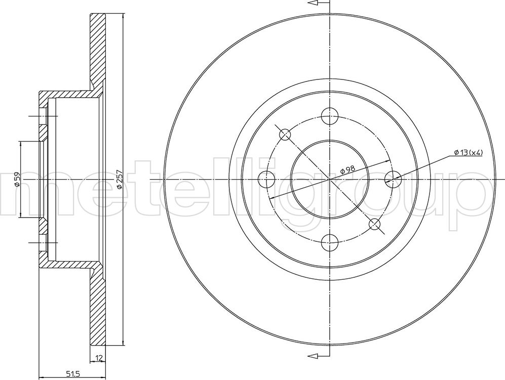 Тормозной диск Metelli. Артикул 23-0128