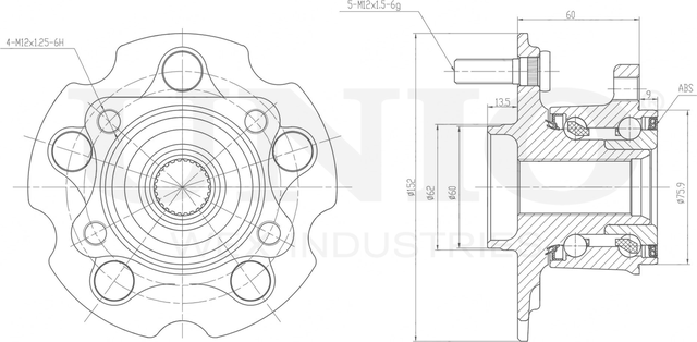 Ступица колеса с интегрированным подшипником (Unio). Артикул HUB-20069