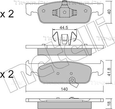 Тормозные колодки Metelli передние для Smart Fortwo III (C453, A453) 2017-2026. Артикул 22-0975-2