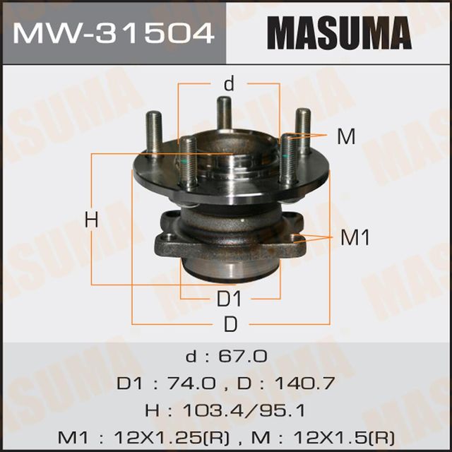 Ступица колеса с интегрированным подшипником Masuma. Артикул MW-31504