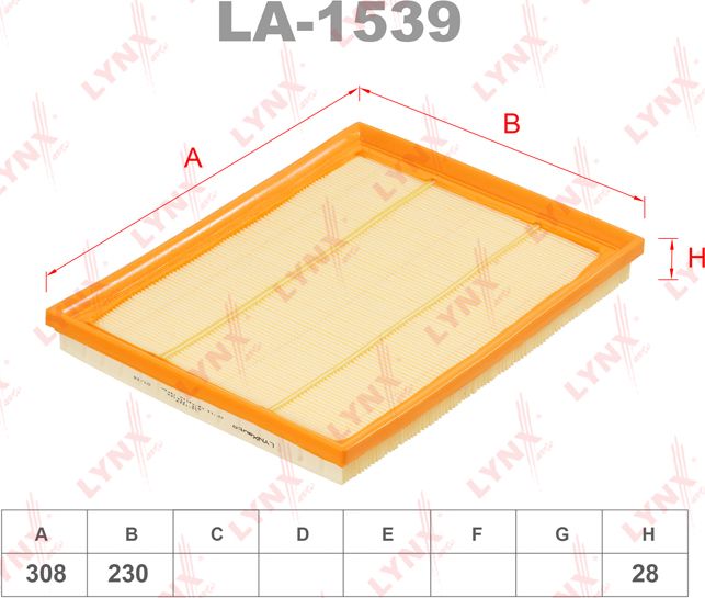 Воздушный фильтр LYNXauto. Артикул LA-1539