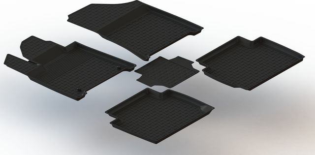 Коврики резиновые Seintex с высоким бортиком для салона Hyundai Santa Fe V (5 мест) 2023-2026. Артикул 317001