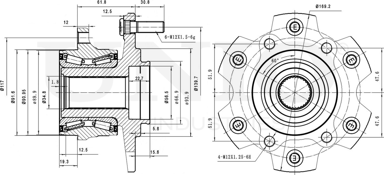 Ступица колеса с интегрированным подшипником (Unio). Артикул HUB-20116