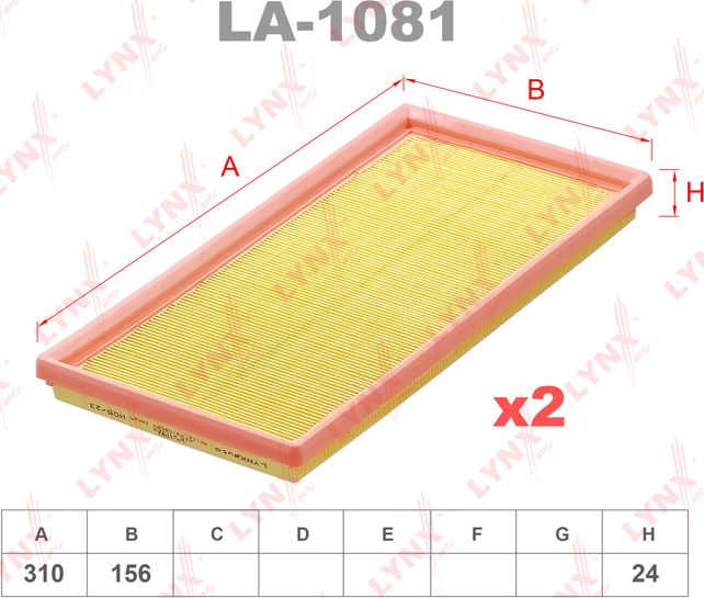 Воздушный фильтр LYNXauto. Артикул LA-1081