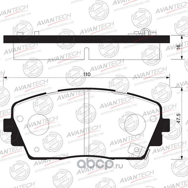 Колодки тормозные дисковые Avantech (противоскрипная пластина в компл.). Артикул AV1107