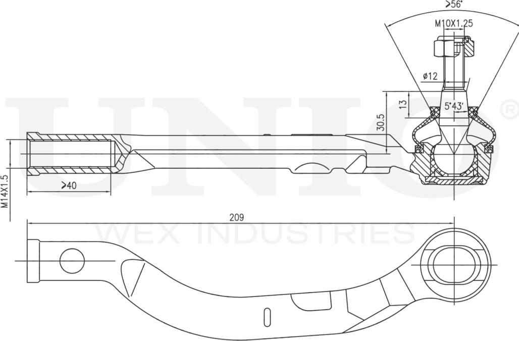 Наконечник рулевой тяги (Unio). Артикул SSP-10134